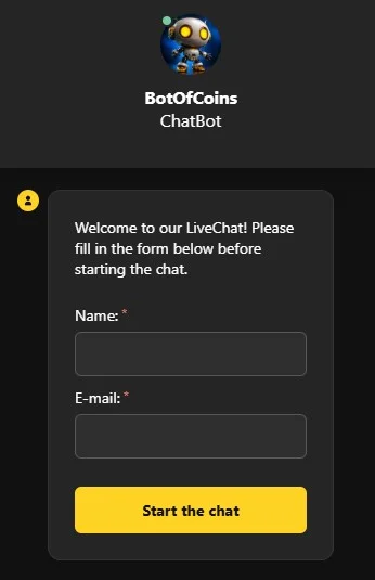 Support client du chat en direct GodOfCoins
